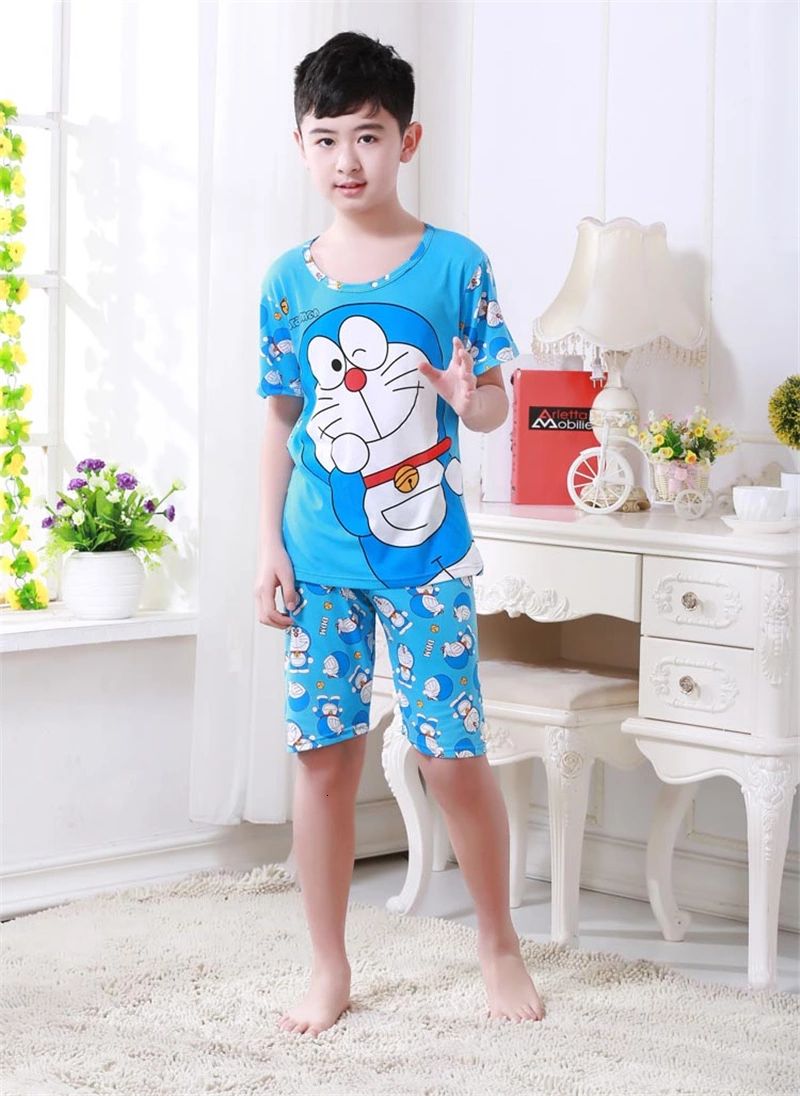 Bộ Đồ Ngủ Tay Ngắn In Hình Doraemon Dễ Thương Cho Bé