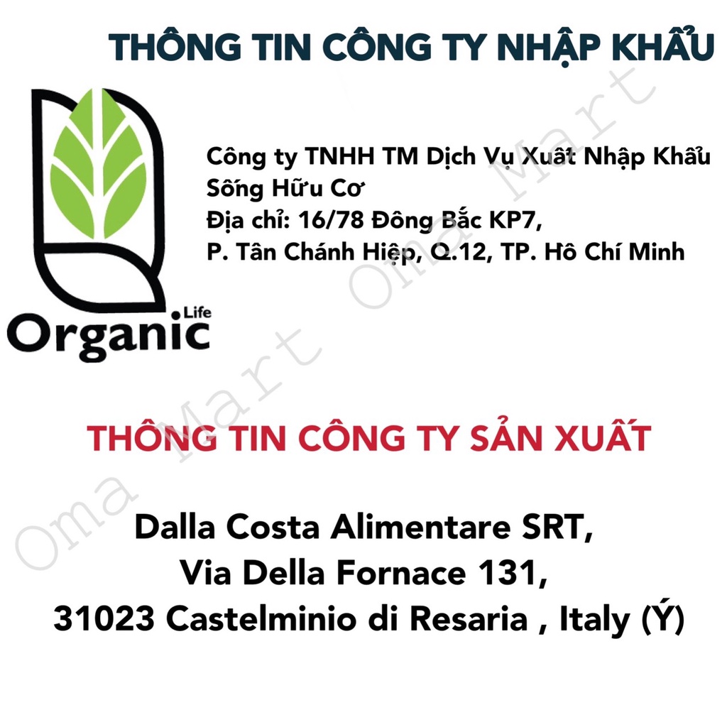 Nui hình thú rau củ hữu cơ Dalla Costa 250g