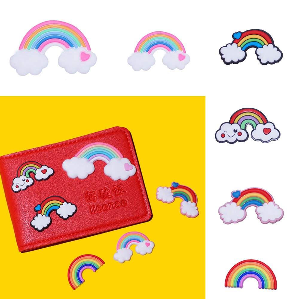 PEONY Colorful Patch Glues Scrapbook Decoration PVC Stickers Rainbow Patch Art Craft Cartoon DIY Accessories Handmade Phone Case Decor Silicone Glue