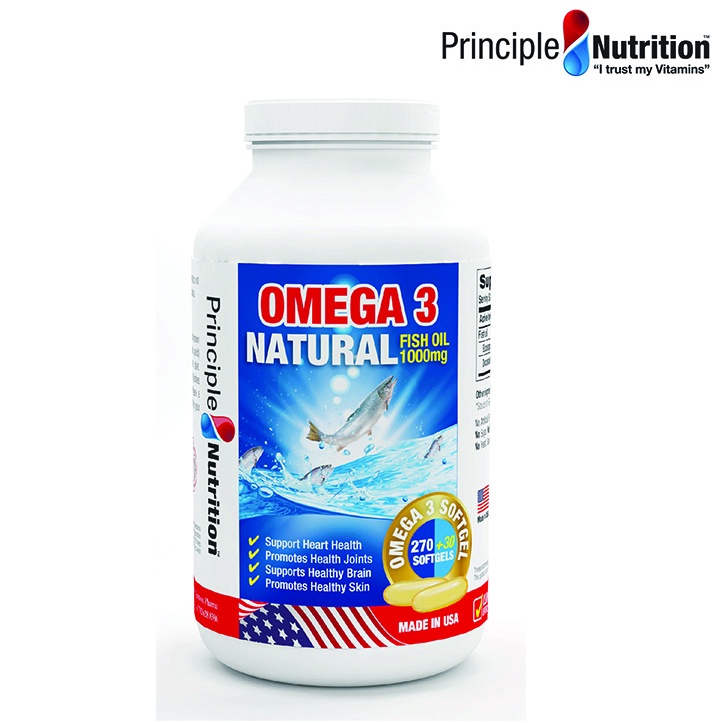 Viên uống bổ sung từ dầu cá tự nhiên OMEGA 3 NATURAL FISHOIL 1000MG PRINCIPLE NUTRITION USA