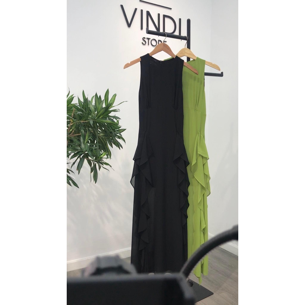 Đầm maxi nhún bèo sang chảnh