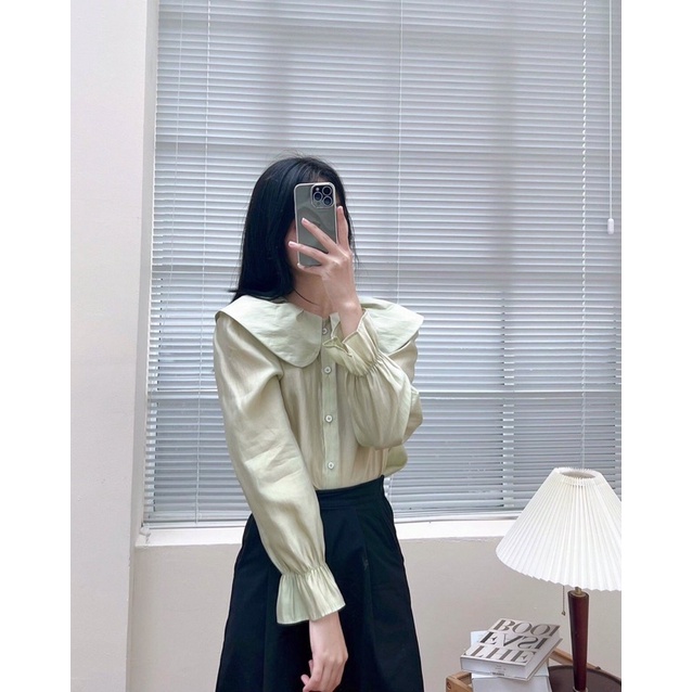 Áo sơ mi nữ cổ bèo tay bo loe 57a36 by germe