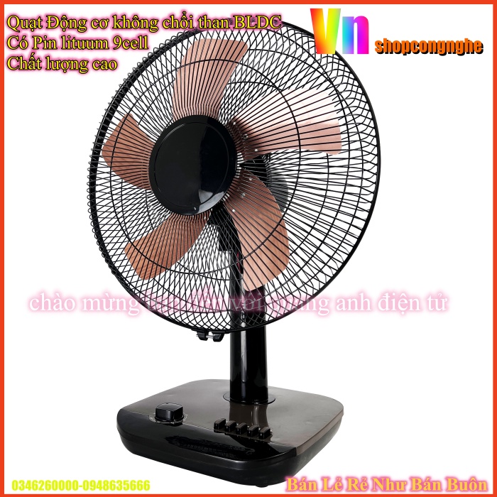 Quạt không chổi than BLDC có pin Litium 9cell 18650