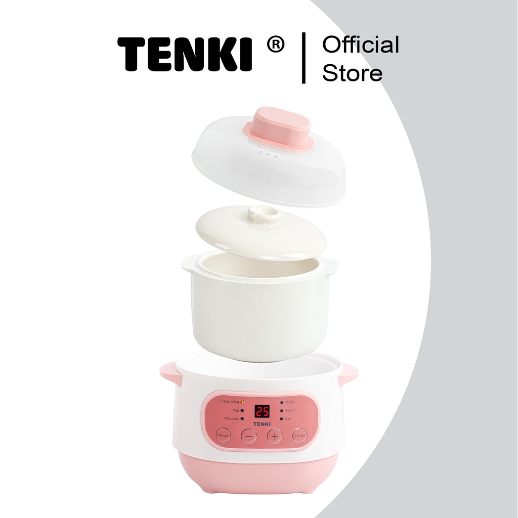 Nồi Nấu Chậm Cho Bé Ăn Dặm TENKI TI-1588, Nồi Nấu Cháo Chậm, Nồi Hầm Cách Thủy Đa Năng, Kho Cá Chậm 1L 6 Chế Độ Nấu