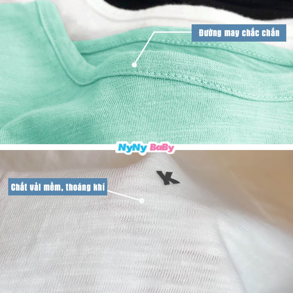 Áo phông dài tay thu đông cho bé trai bé gái Nyny Baby vải cotton xước bảng màu pastel cho bé từ 1-7 tuổi