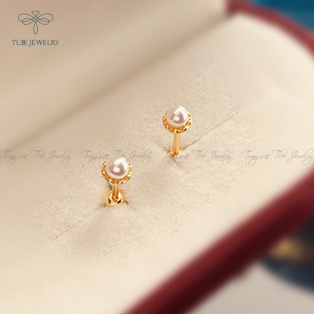 Khuyên tai bạc nữ TLEE trai chốt ren vặn bi bạc nữ tính NCJ B0200