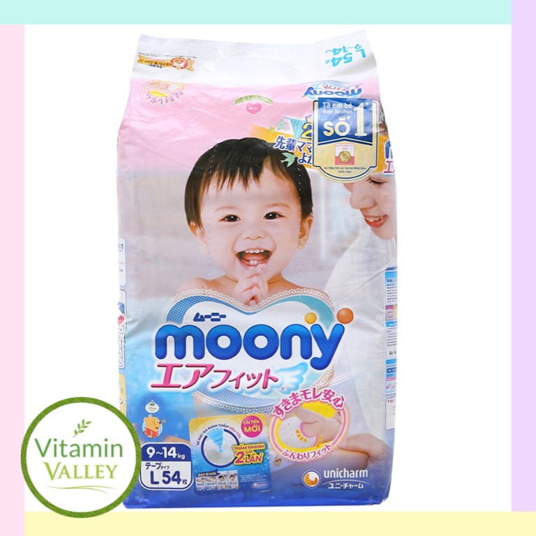 Tã Dán Moony Đủ Size NB90/S84/M64/L54