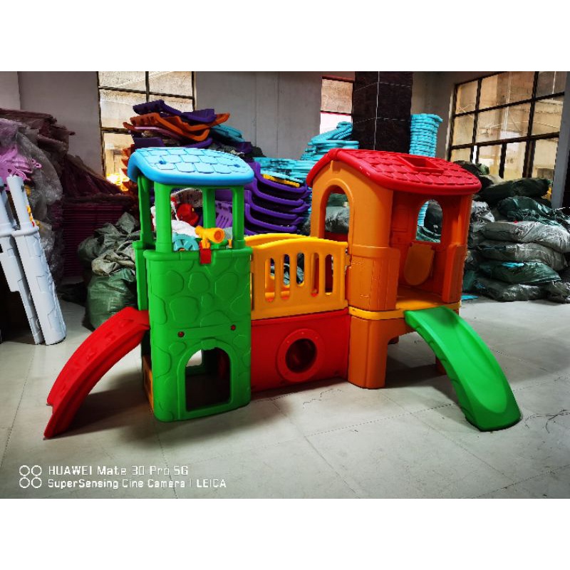 Nhà 2 khối cầu trượt cho bé