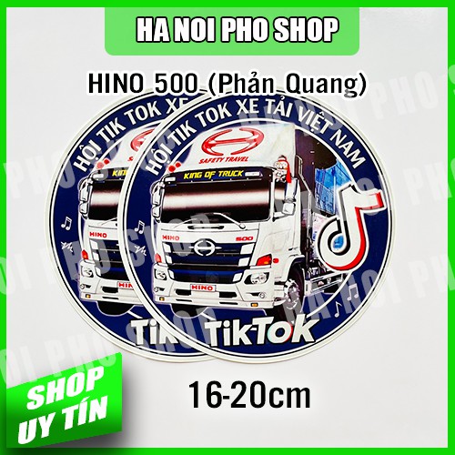 Cặp 02 tem Logo Dán Xe Tải HINO 500 Mặt quỷ, Xanh &amp; Đỏ kèm quà tặng cho Anh Em tài xế xe tải