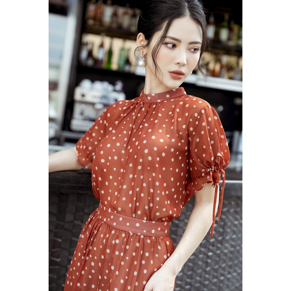 Áo suông cổ trụ tháo HeraDG thiết kế thắt dây nơ ở tay áo cách điệu, chất liệu vải chiffon cao cấp mát nhẹ SAKBB2003