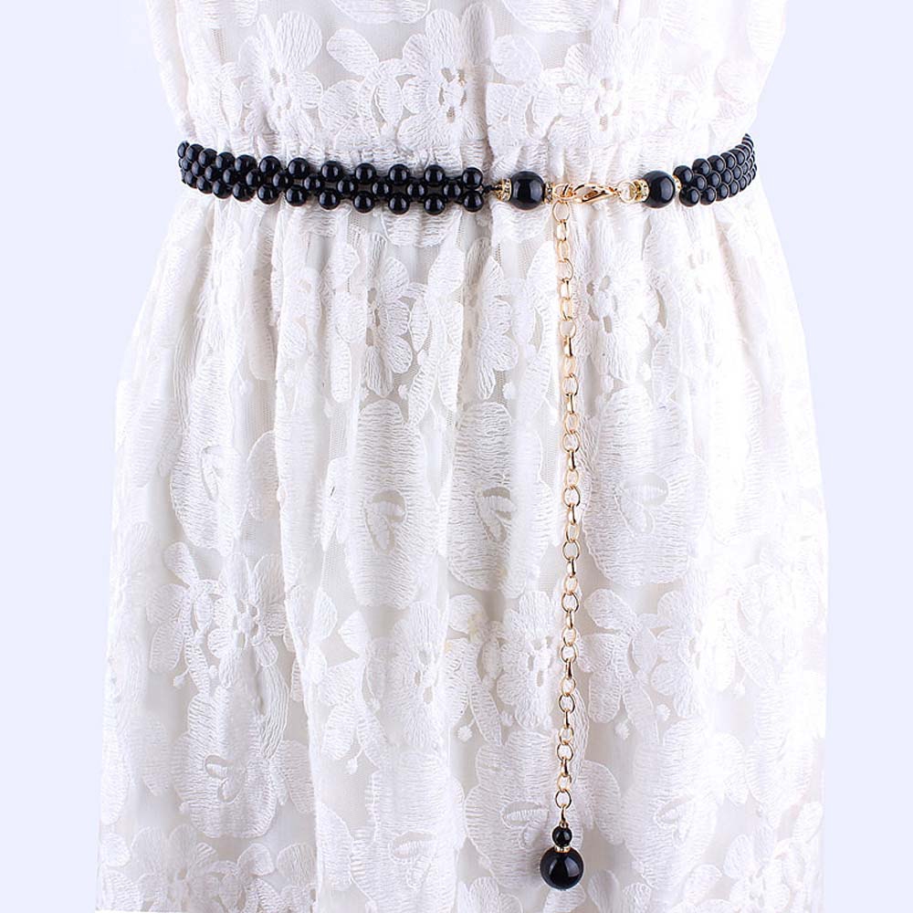 FORBETTER Female Women Alloy|Imitation Pearl Dress Waistband