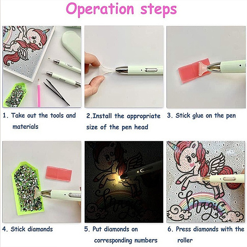 Bút đính đá có đèn LED 2 chế độ tự làm tranh đính đá 5D chuyên dụng