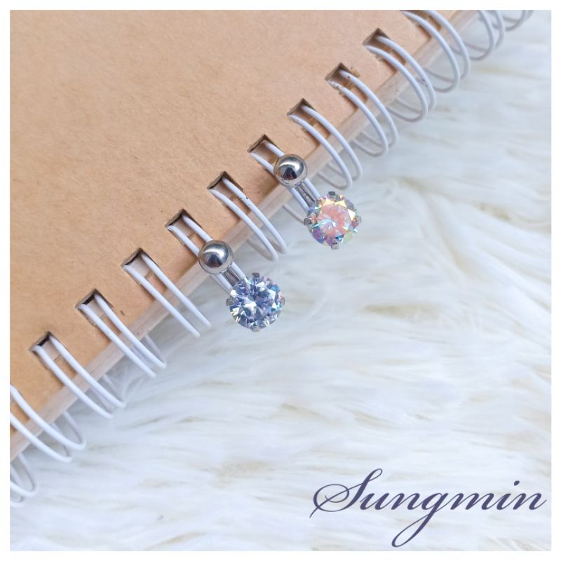 khuyên rốn ngắn 6mm cho rốn bị teo co đào thải thép ko gỉ khuyên rốn mini