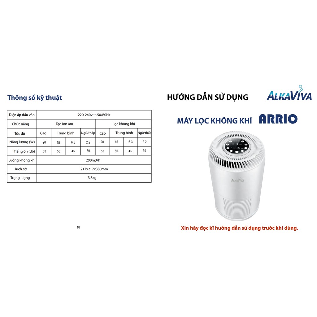 Máy lọc không khí Alkaviva ARRIO (AKR) - Thương hiệu Mỹ - Hàng chính hãng