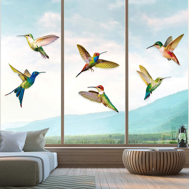 Set 6/ 8 miếng dán trang trí cửa sổ hình chim ruồi độc đáo