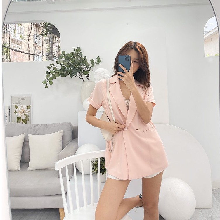 Áo khoác Blazer HEYBEE có 2 cúc (3 màu), chất liệu vải cotton lạnh siêu mát - OLIVINE BLAZER HT670