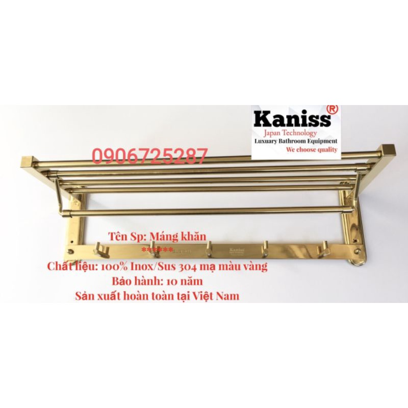 Máng khăn tầng đa năng,giá treo khăn inox 304 sơn tĩnh điện màu đen,mạ vàng Titanium , Phủ Nano màu Xám cao cấp Kaniss