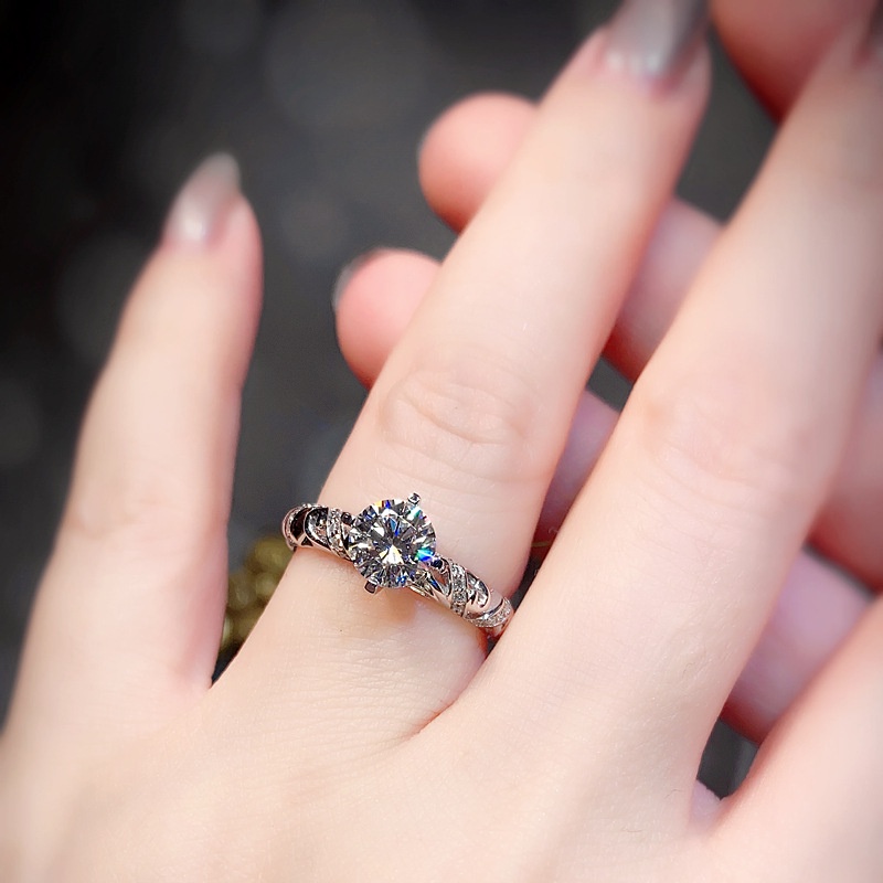 Nhẫn Đính Hôn Nữ Mặt Hoa Kim Cương 2 Chân Kiểu Mới JHS3-A