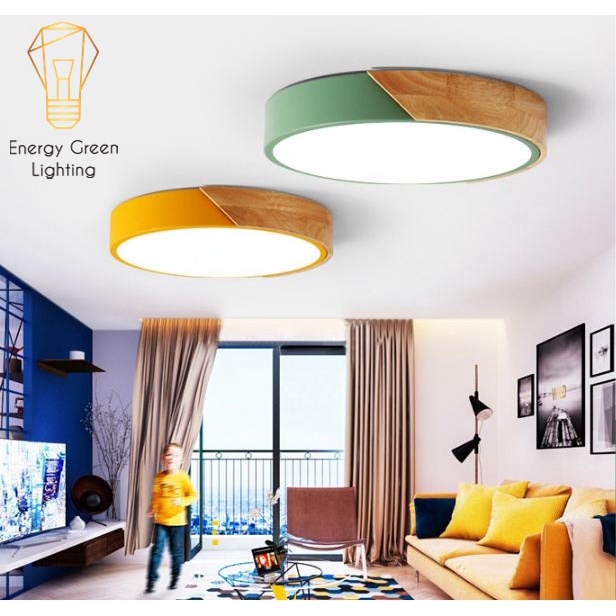 Đèn LED Ốp Trần Viền Gỗ Energy Green Lighting OT-80112 - 4 Màu - 40cm Phong Cách Hiện Đại - 3 Chế Độ Ánh Sáng