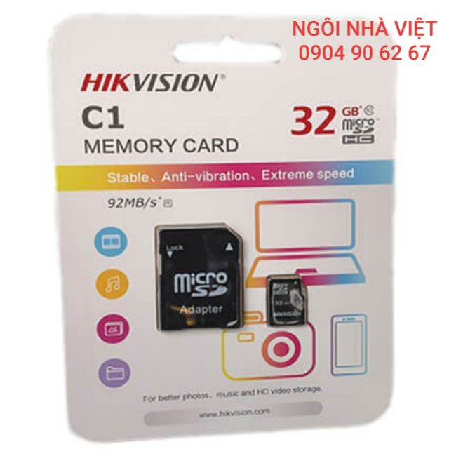 Thẻ nhớ MIicroSD Class 10 HIKVISION chính hãng, đủ dung lượng: 32GB/64GB/128GB