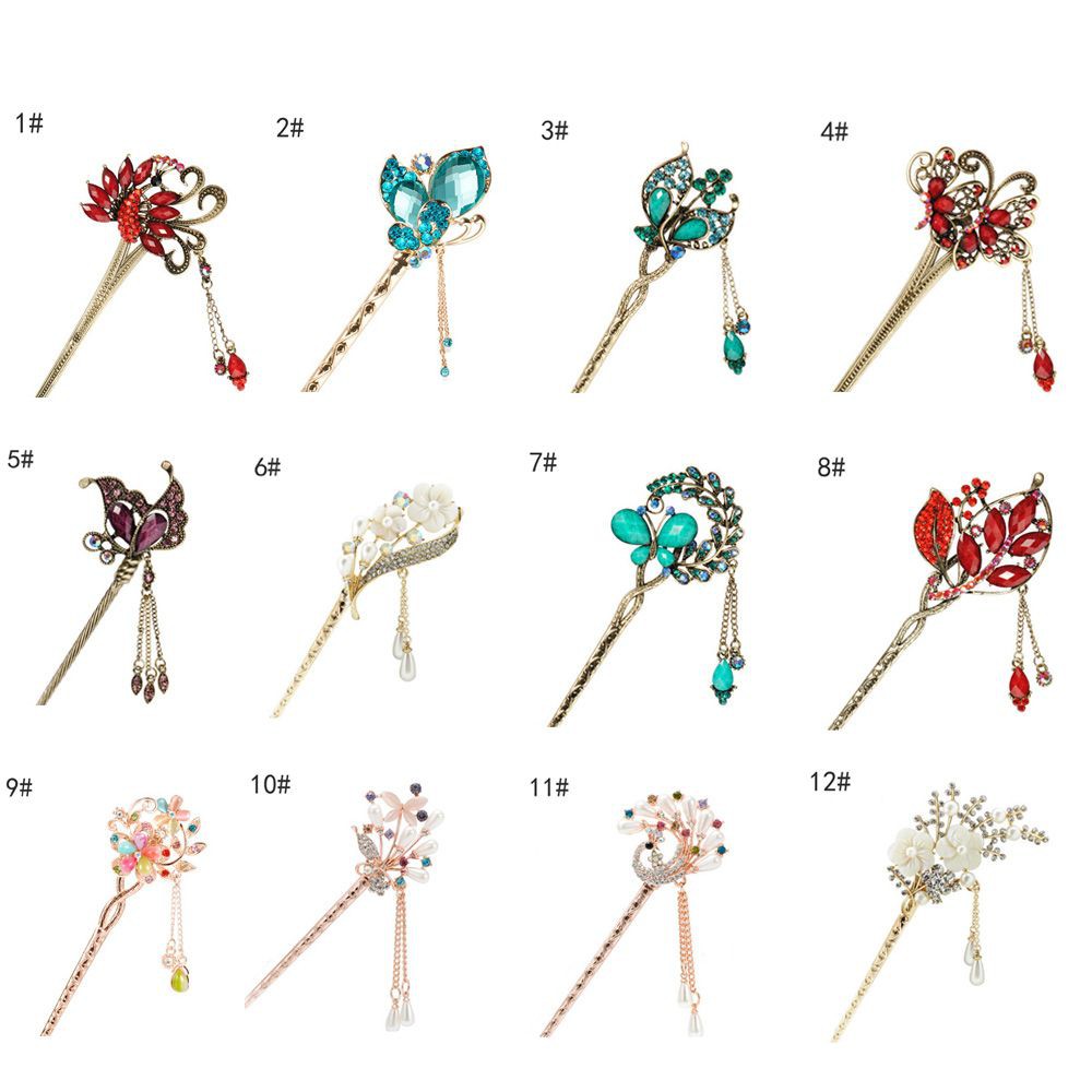 Trâm cài tóc đính kim cương giả phong cách vintage thời trang cho nữ