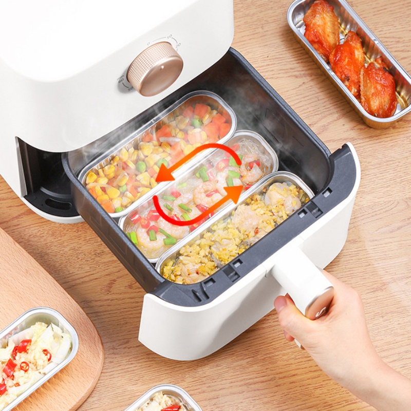 Bộ 5 Khay Thiếc Lá Nhôm Hình Vuông Nướng Bbq Dùng Một Lần