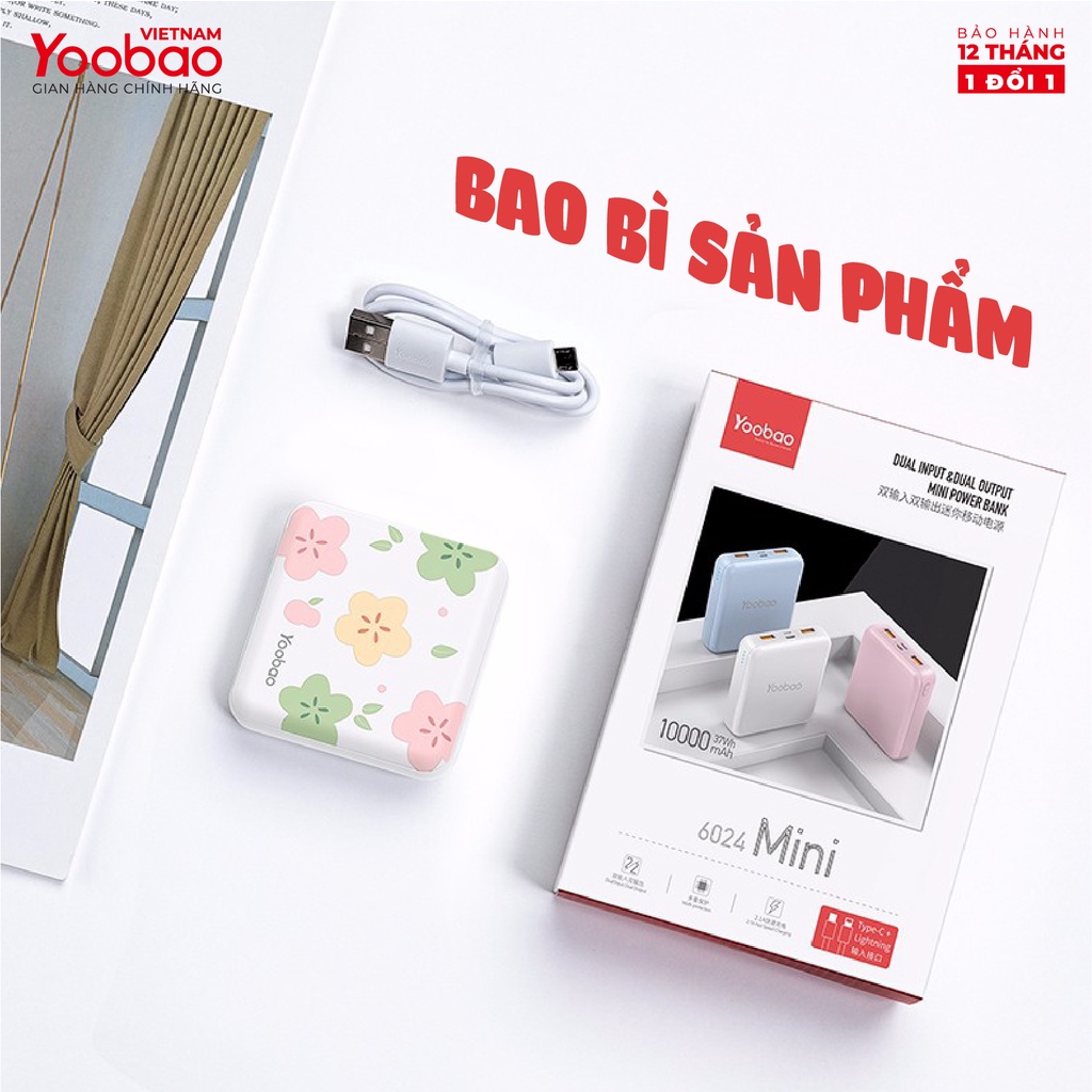 [TẶNG CÁP SẠC] Pin sạc dự phòng Yoobao M4 mini 10000mAh Pin Li-Polymer 2 đầu vào 2 đầu ra cho đt, mt bảng..