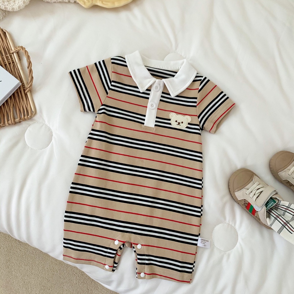 Jumpsuit Romper Liền Mảnh Thêu Hình Con Gấu One Piece Cho Các Bé Trai Nhỏ Sơ Sinh