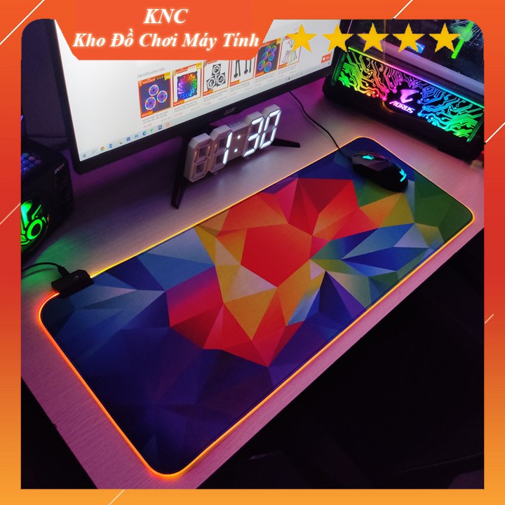 [Sale OFF] Mouse Pad, bàn di chuột, lót di chuột tích hợp Led sáng viền, phiên bản Overlay 80cm x 30cm dày 4m