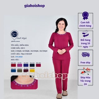 Bộ dài tay, bộ mặc nhà thu đông Trung niên Gia Hồi tên Diềm Hoa