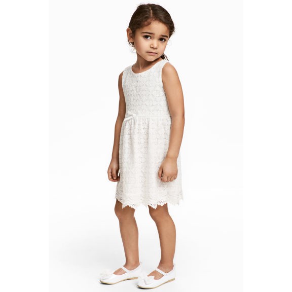 Váy ren trắng bé gái HM H&amp;M size 2-4, 4-6, 6-8 tuổi _hàng chính hãng authentic