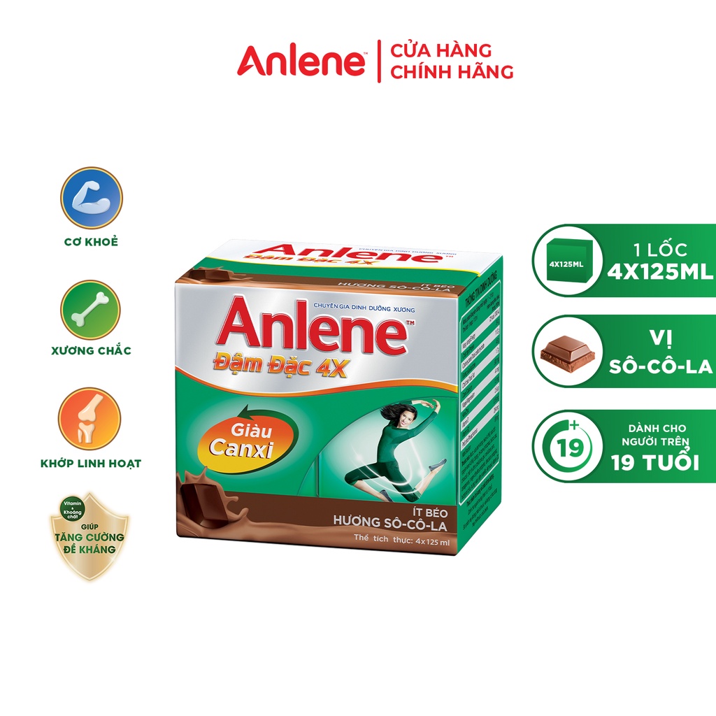 Thùng 48 Hộp sữa nước Anlene CONCENTRATE đậm đặc Hương Sôcô la125ml/Hộp