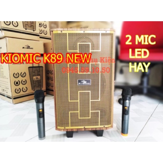 Loa kéo karaoke bluetooth kiomic k89 - 2 micro có màn hình - mẫu mới 2020