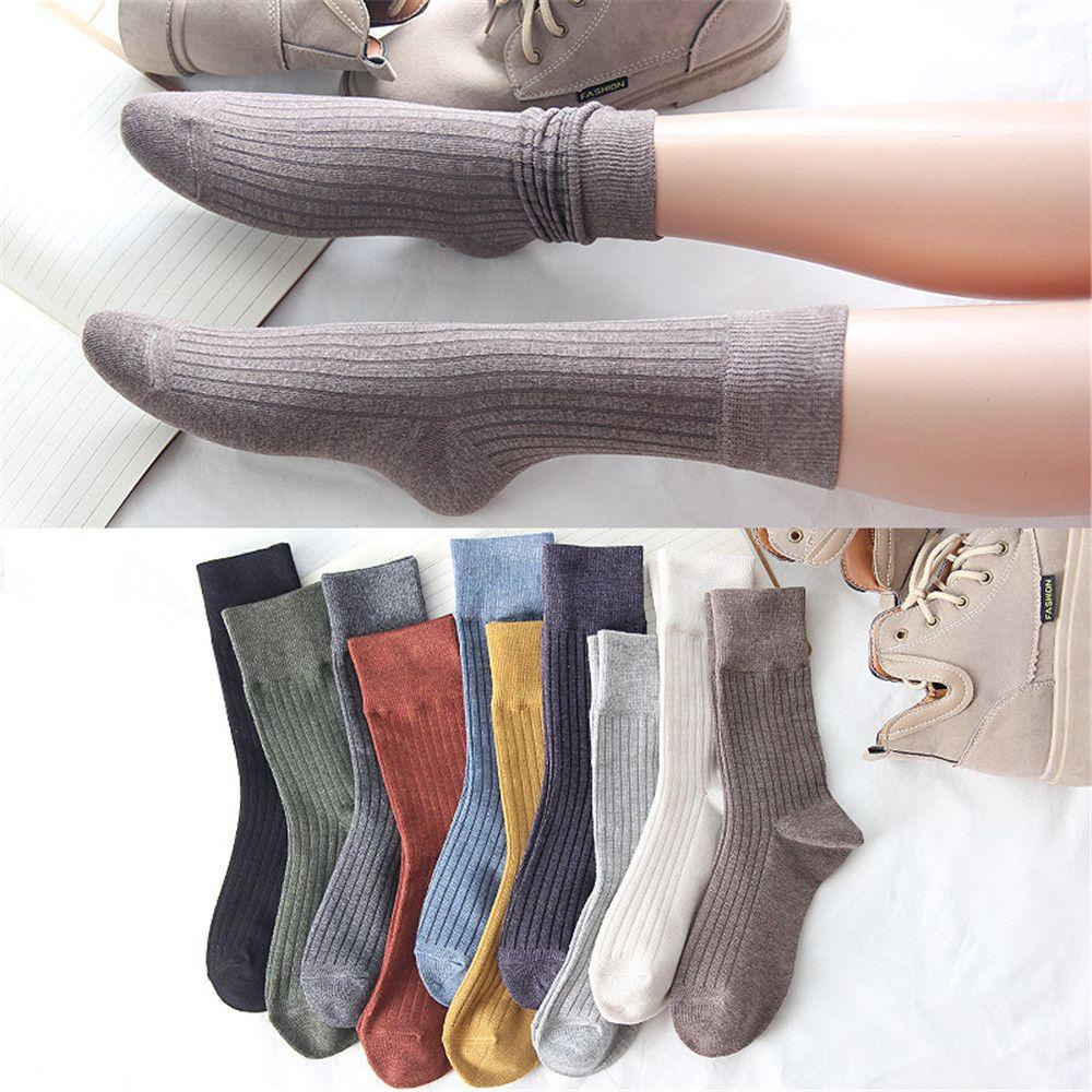 Tất cotton cổ cao dày dặn giữ ấm phong cách cổ điển Nhật Bản cho nam nữ