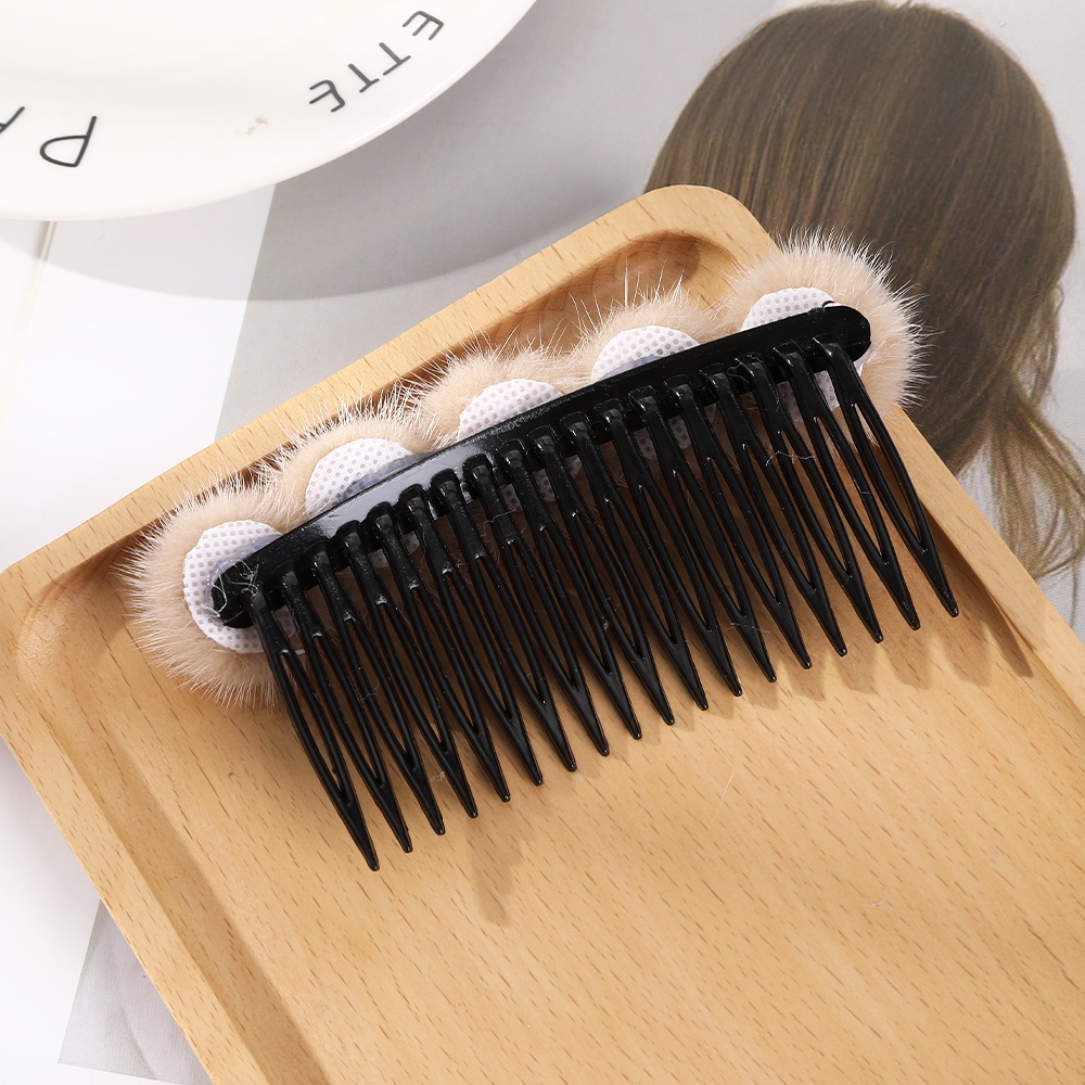 Lược Cài Tóc Mái Đính Bóng Lông Màu Sắc Dễ Thương Phong Cách Hàn Quốc Haimeikang Dành Cho Bạn Gái