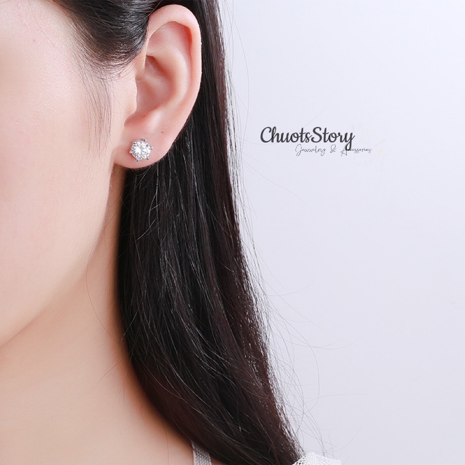 Khuyên tai nam nữ unisex đính đá, bông tai titan không gỉ thời trang - KTU0022 - ChuotsStory