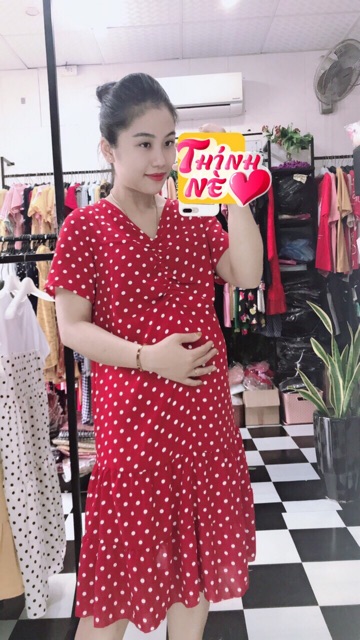Váy bầu cổ nhún siêu yêu!
