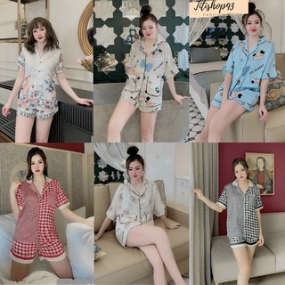 Bộ pijama lụa đùi cao cấp 🔥freeship🔥đồ ngủ | đồ bộ nữ | váy ngủ | pijama | pyjama | pizama/titishop93