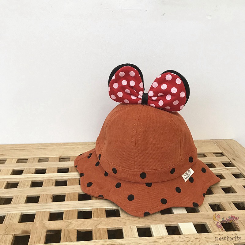 Mũ đính nơ in họa tiết hoạt hình phong cách Hàn Quốc đáng yêu cho bé trai và gái