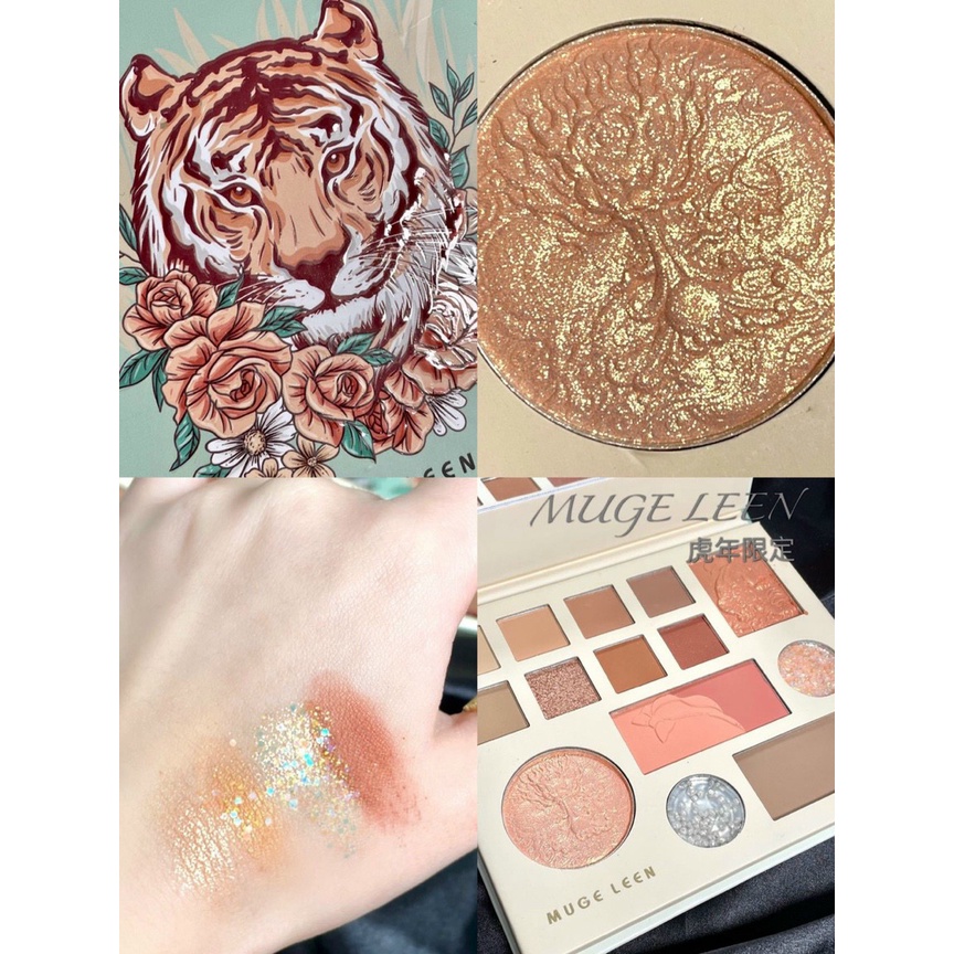 Bảng Trang Điểm Đa Năng MUGE LEEN Gồm 4in1; Phấn Mắt + Má Hồng + Bắt Sáng + Tạo Khố