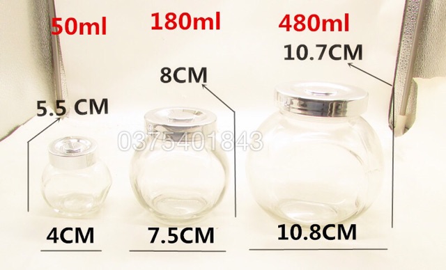 Hũ thuỷ tinh nghiêng đựng gia vị, ngũ cốc (50ml,180ml,380ml)