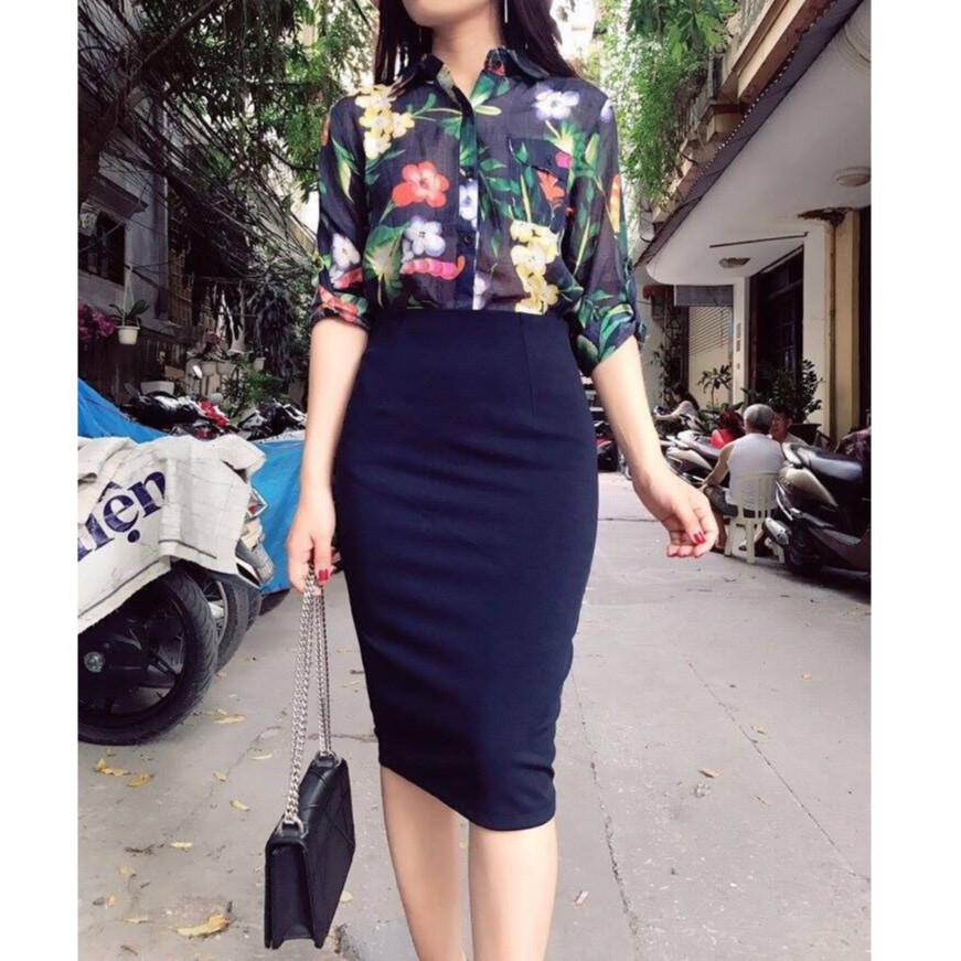 M9- Chân váy bút chì tím than xẻ sau tới gối