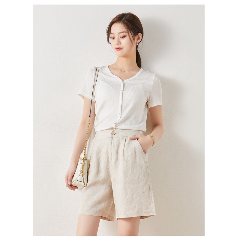 Quần short nữ ống rộng lưng cao đẹp cạp chun sau Q053 Quần ống rộng lửng nữ