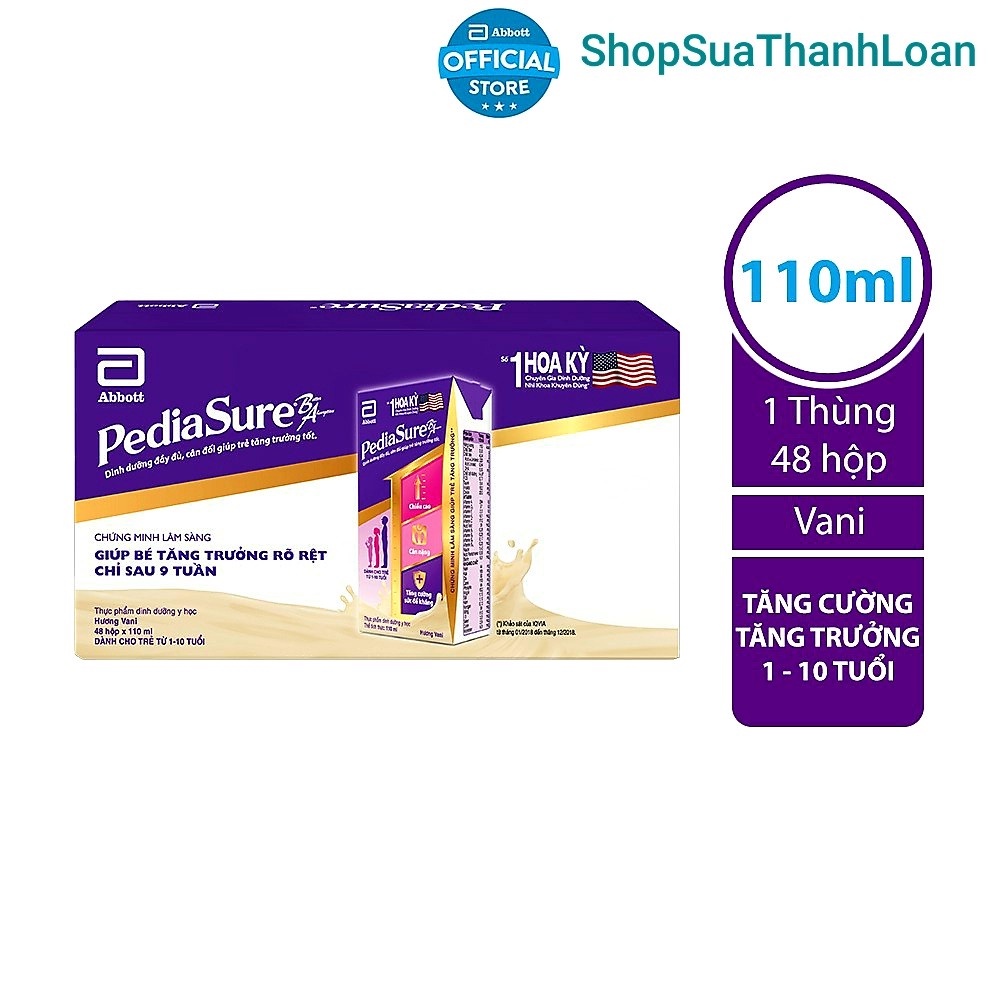 [HSD T3-2023] Combo 2 Thùng 96 Hộp Sữa nước Pediasure Vani 110ml