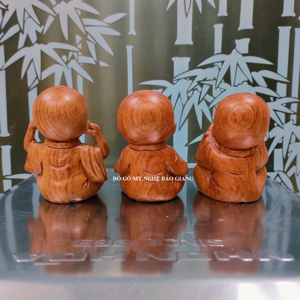 Bộ tượng tam không (không nghe, không nói, không nhìn) gỗ hương