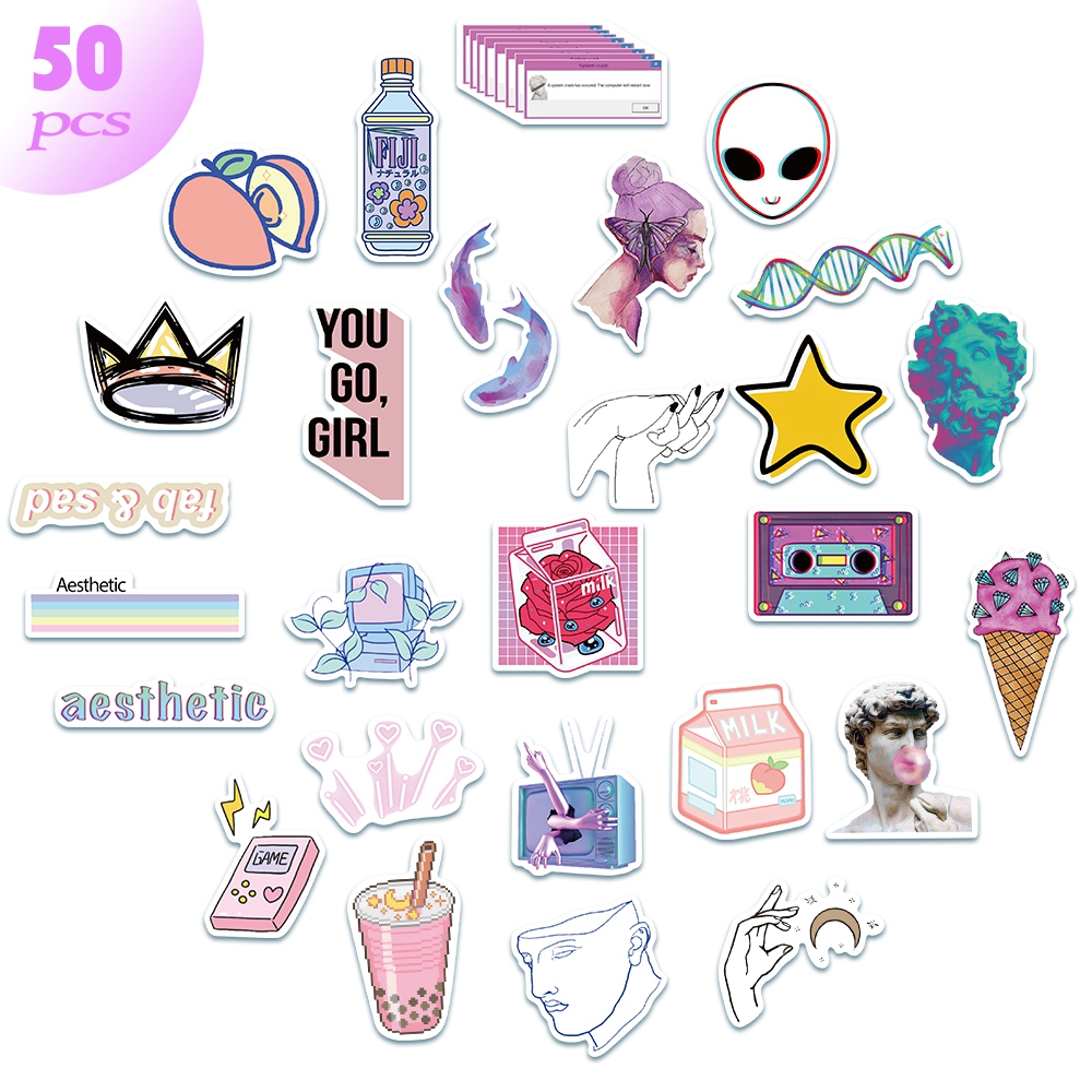 Bộ 50 Nhãn Dán Chống Thấm Nước Trang Trí Đa Dụng | BigBuy360 - bigbuy360.vn