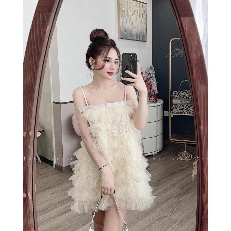 Chiếc váy ren bồng bềnh xinh xắn chuẩn Kim Anh Bùi feedback của khách