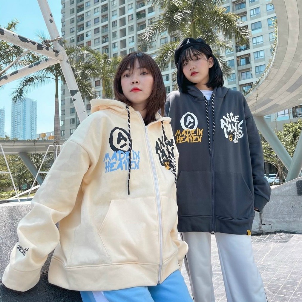 Áo khoác hoodie nỉ dây kéo form rộng THIÊN THẦN Ulzzang (ẢNH THẬT) Thun Nỉ NGOẠI PE CAO CẤP