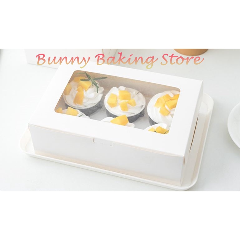 Hộp đựng bánh cupcake bằng giấy kraft trắng