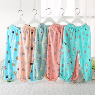 Hạnh phúc🍉3-8 Tuổi Trẻ Em Chống Muỗi Quần Bé Nhà Pyjama Quần Hoạt Hình Chống Nắng Trẻ Em Mùa Hè Bloomers Bé Trai Bé Gái Cotton Lụa Điều Hòa Không Khí Quần